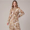 Ruffle Neck Floral Print Woven Maxi Dress