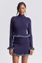 Ruffle Trim Cropped Mock Neck Sweater