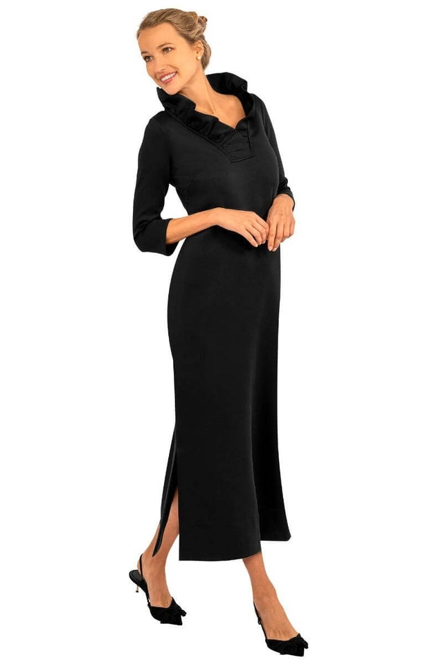 Ruffneck Maxi Dress - Solid Black-Dress-Gretchen Scott LLC-XXS-Black-Urbanheer