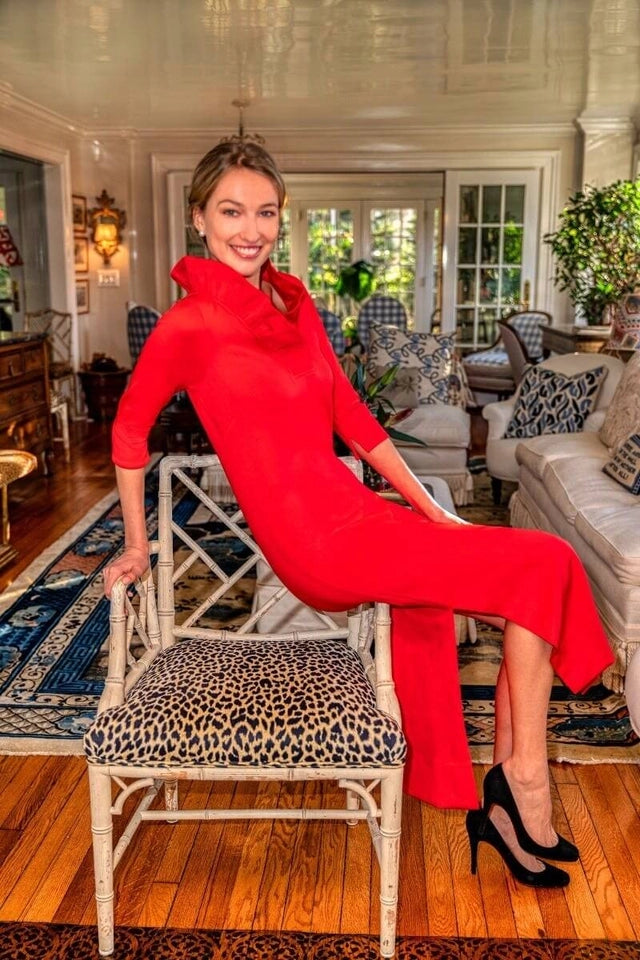 Ruffneck Maxi Dress - Solid Crimson-Dress-Gretchen Scott LLC-XXS-Crimson-Urbanheer