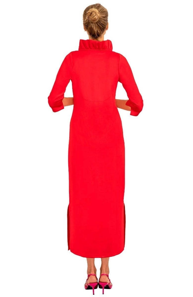 Ruffneck Maxi Dress - Solid Crimson-Dress-Gretchen Scott LLC-XXS-Crimson-Urbanheer