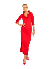 Ruffneck Maxi Dress - Solid Crimson-Dress-Gretchen Scott LLC-XXS-Crimson-Urbanheer