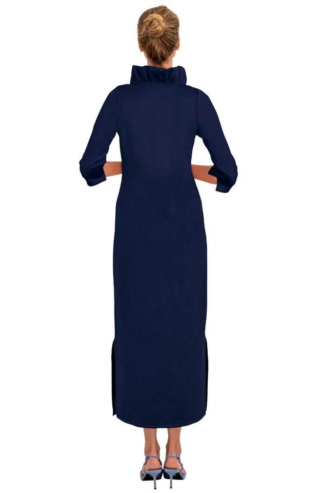Ruffneck Maxi Dress - Solid Navy-Dress-Gretchen Scott LLC-XXS-Navy-Urbanheer