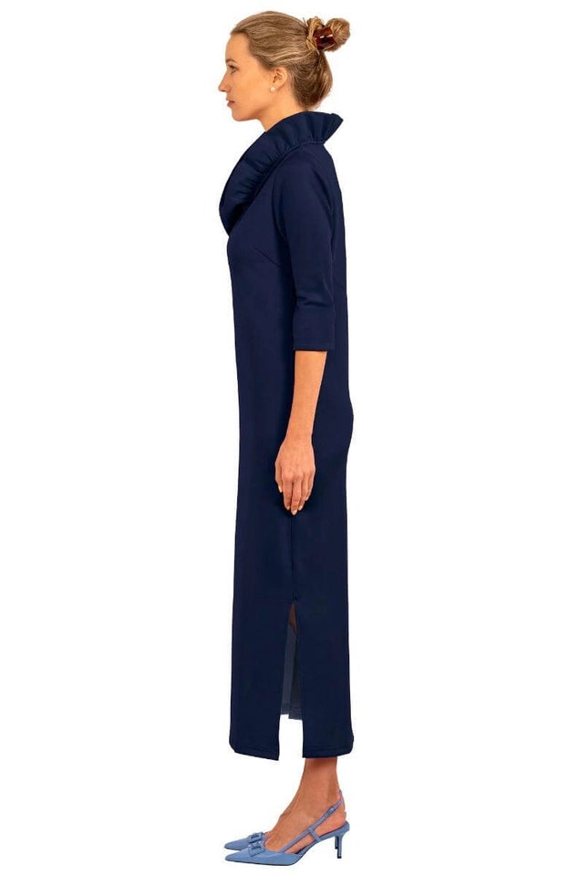 Ruffneck Maxi Dress - Solid Navy-Dress-Gretchen Scott LLC-XXS-Navy-Urbanheer
