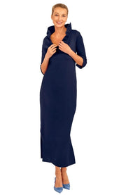 Ruffneck Maxi Dress - Solid Navy-Dress-Gretchen Scott LLC-XXS-Navy-Urbanheer