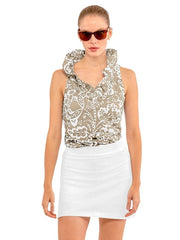 Ruffneck Sleeveless Top - Flora Khaki-Top-Gretchen Scott LLC-XXS-Khaki-Urbanheer