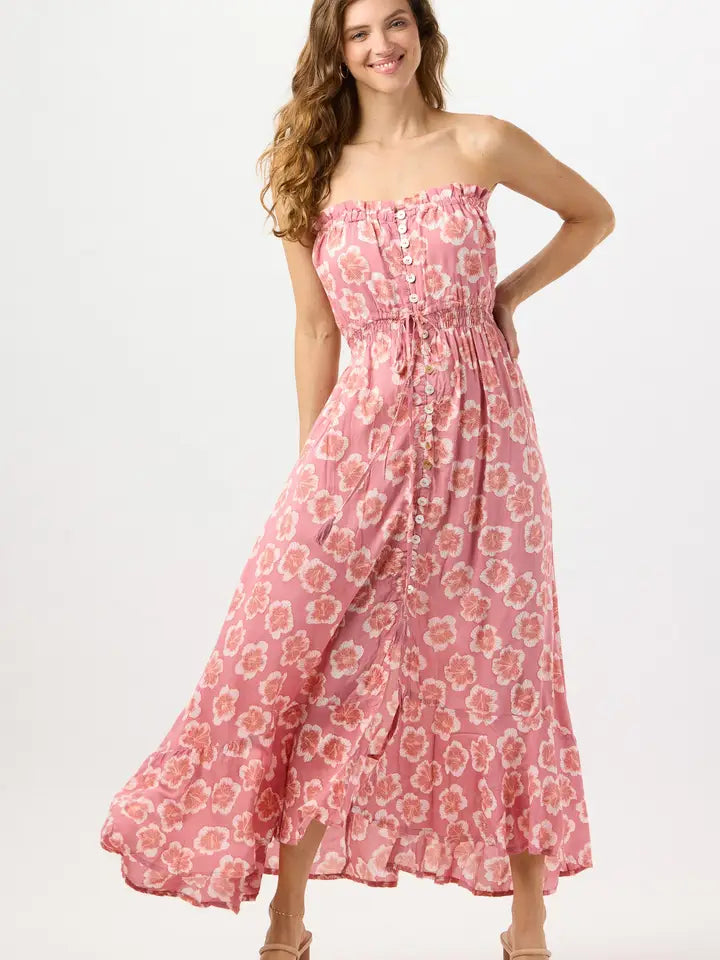 Ryden Maxi Dress Lanai Floral Mauve-Dress-Tiare Hawaii-One Size-Lanai Floral Mauve-Urbanheer