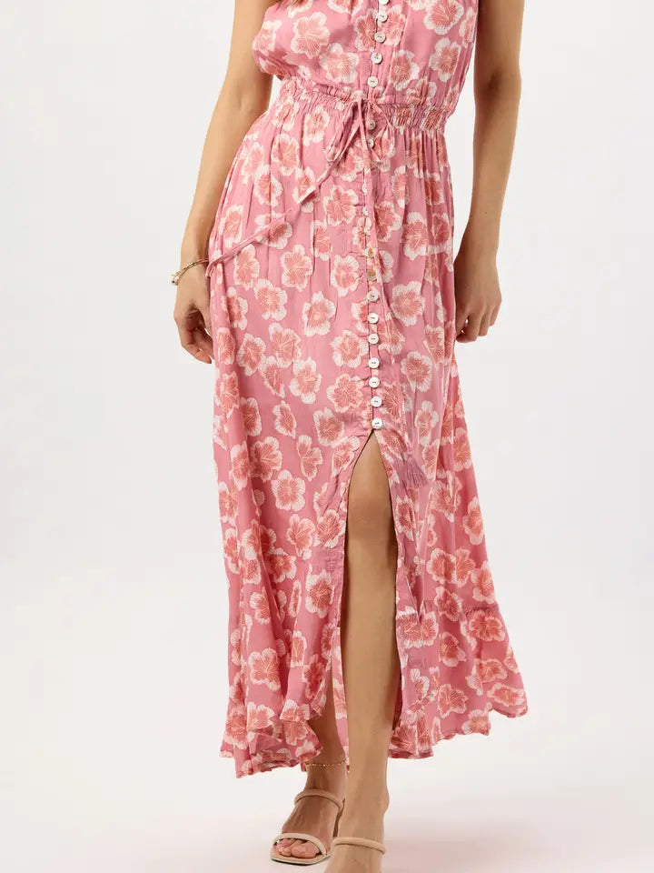 Ryden Maxi Dress Lanai Floral Mauve-Dress-Tiare Hawaii-One Size-Lanai Floral Mauve-Urbanheer