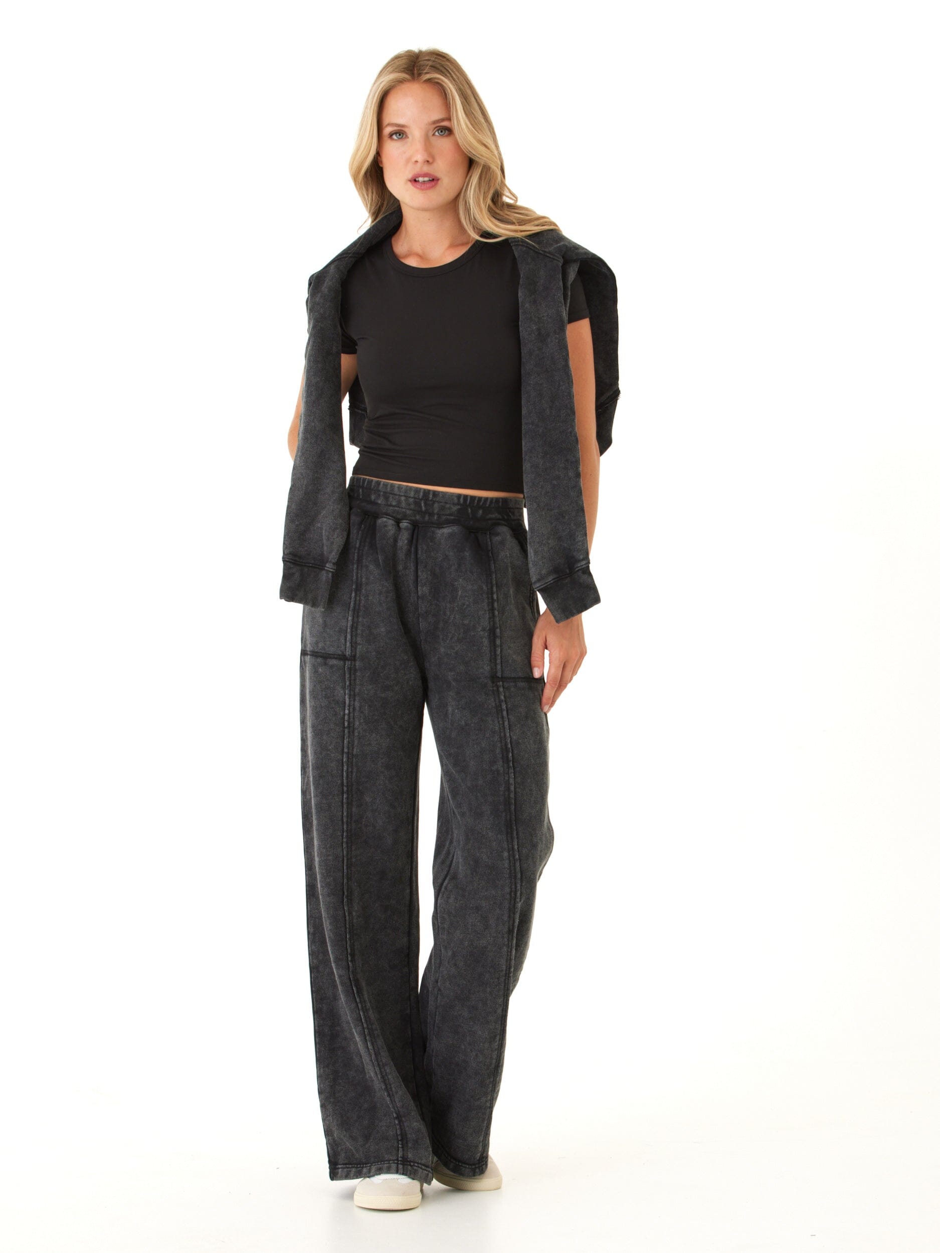 Ryssa Mineral Wash Terry Asymmetrical Pullover