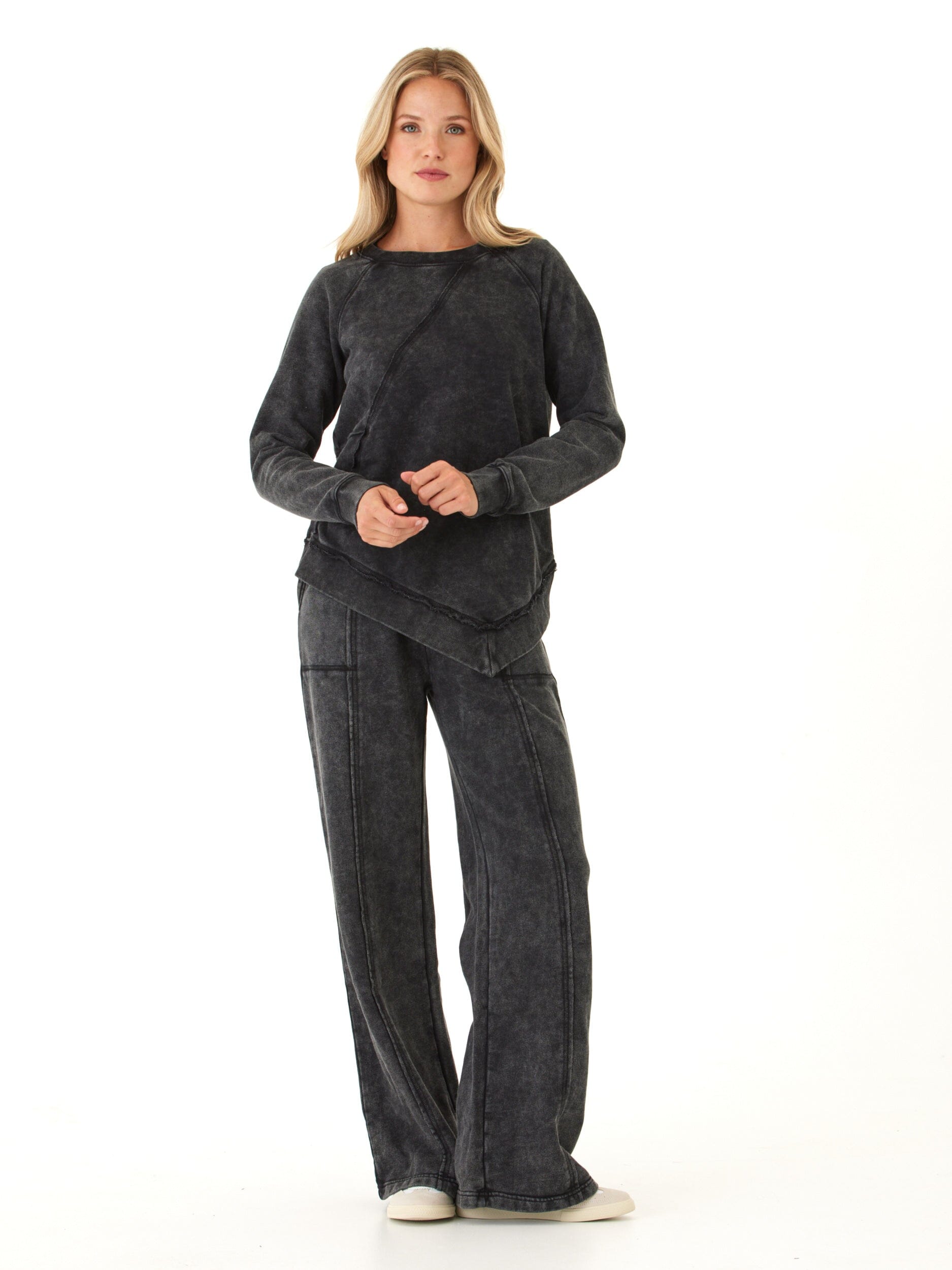 Ryssa Mineral Wash Terry Asymmetrical Pullover