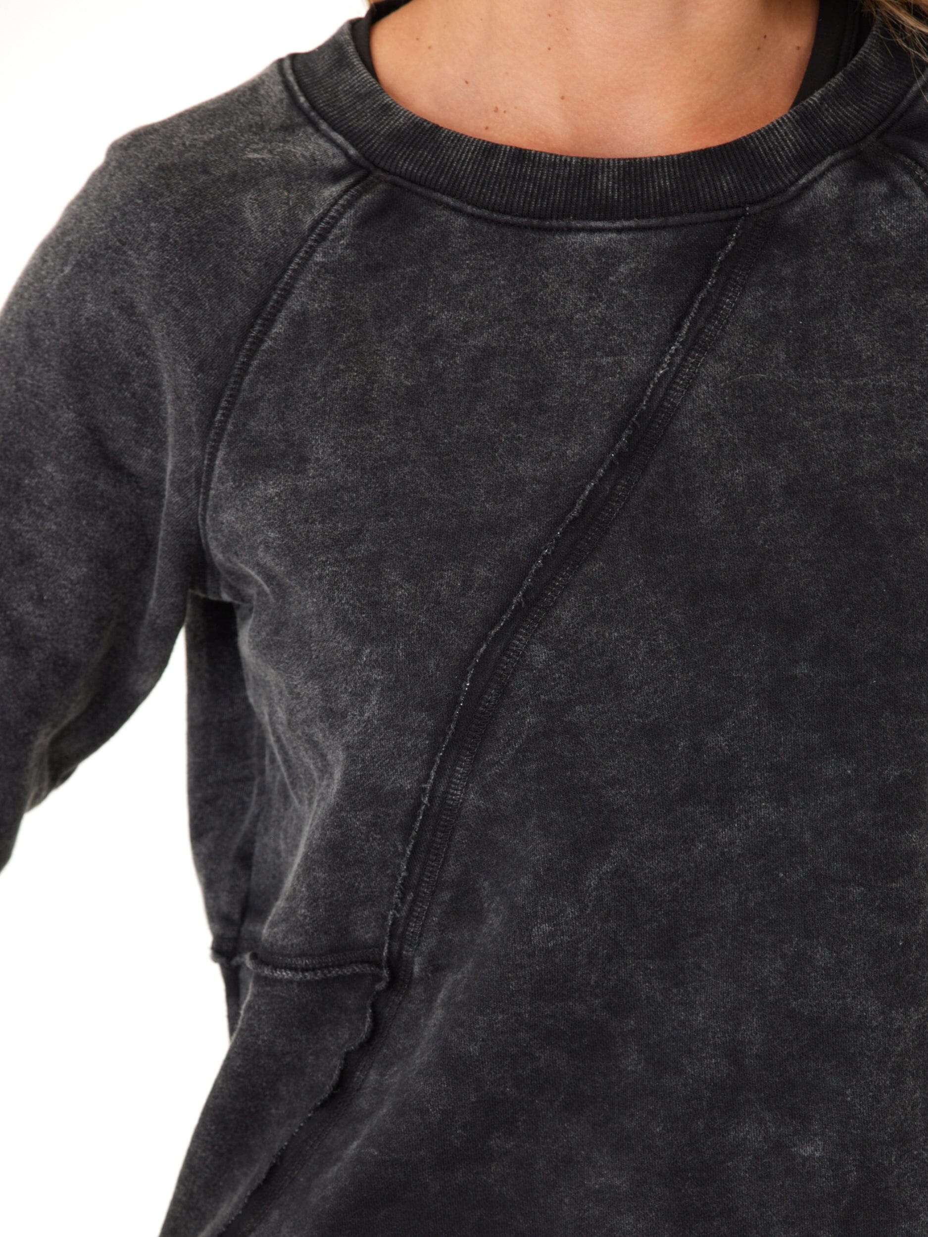 Ryssa Mineral Wash Terry Asymmetrical Pullover