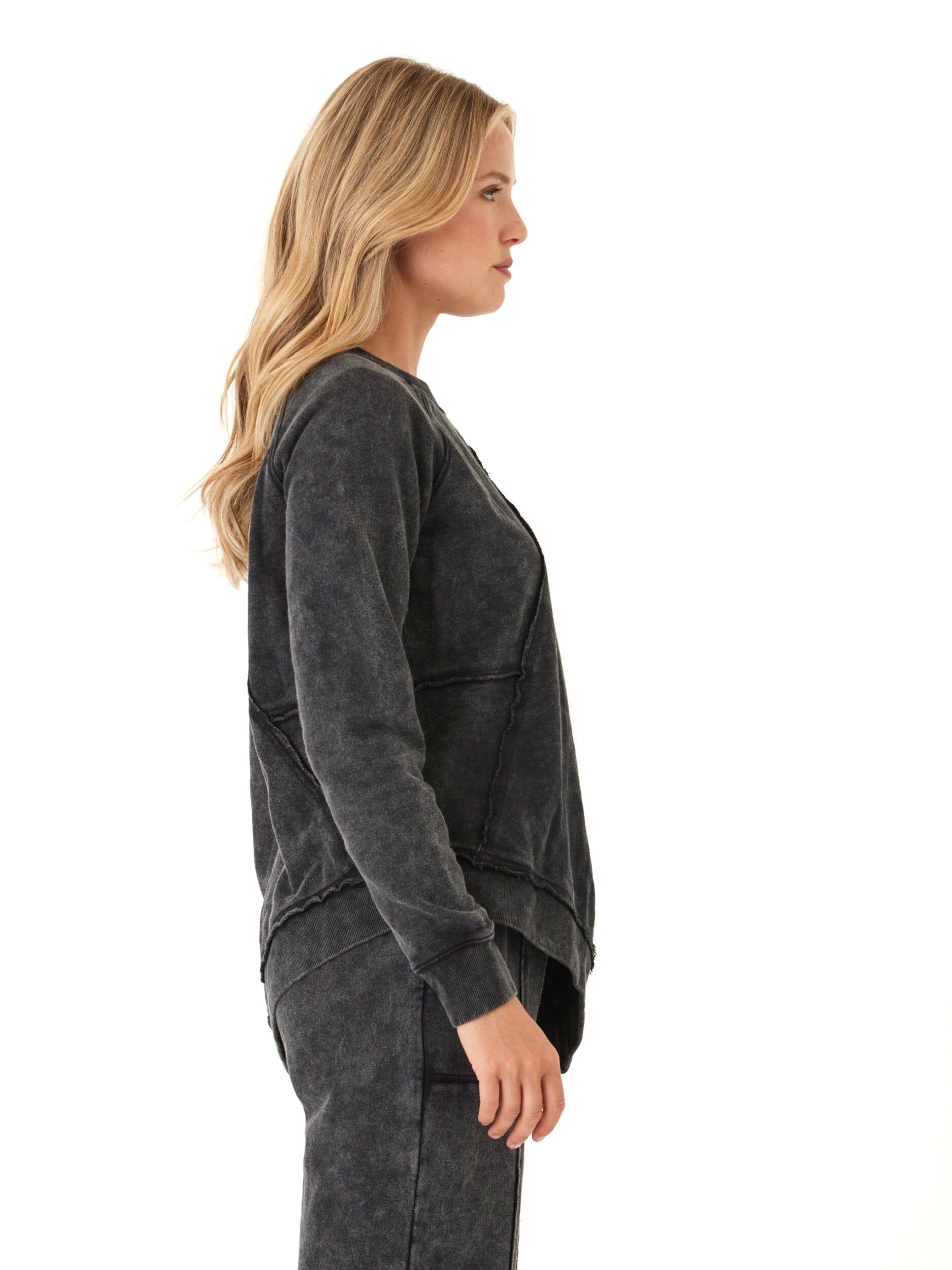 Ryssa Mineral Wash Terry Asymmetrical Pullover