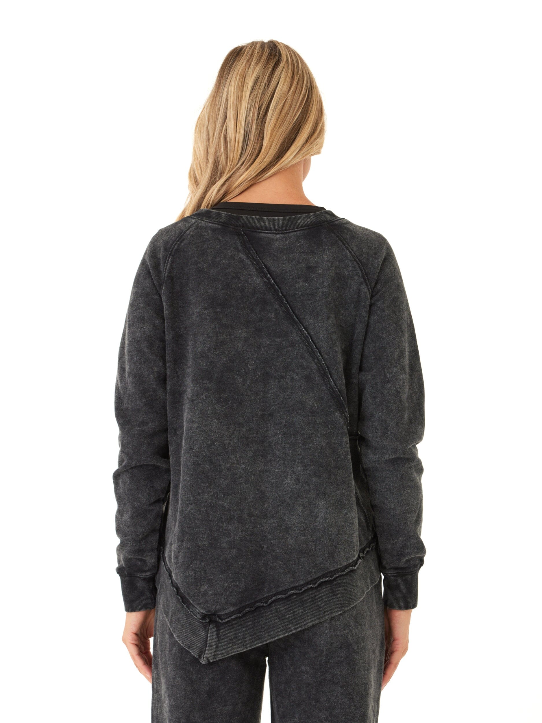 Ryssa Mineral Wash Terry Asymmetrical Pullover