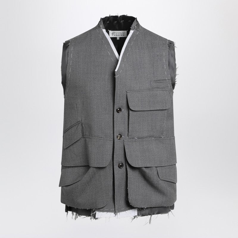Maison Margiela Vest Work in Progress grey in wool-Jackets-Maison Margiela-46-Urbanheer