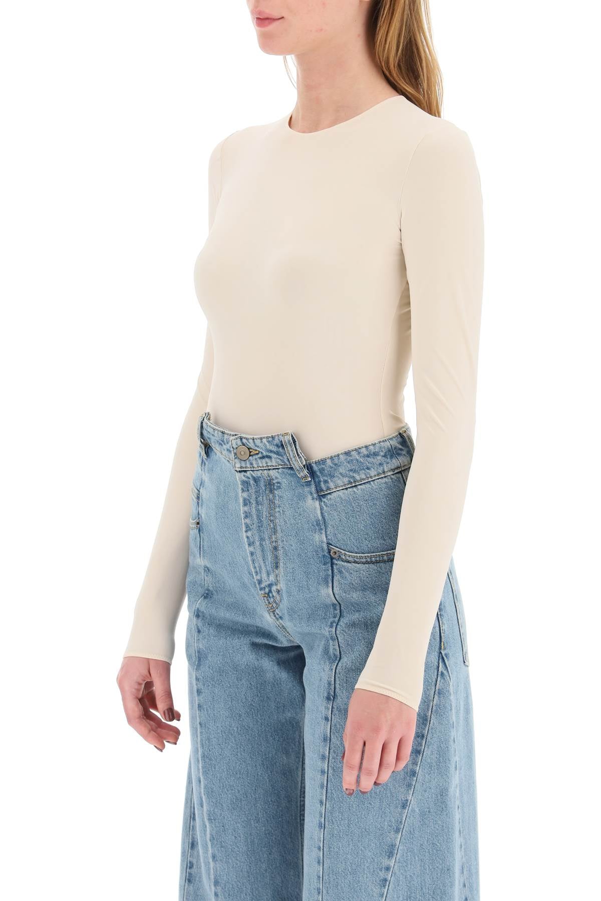 Beige Maison Margiela Second Skin Long Sleeve Bodysuit-Maison Margiela-Beige-42-Urbanheer