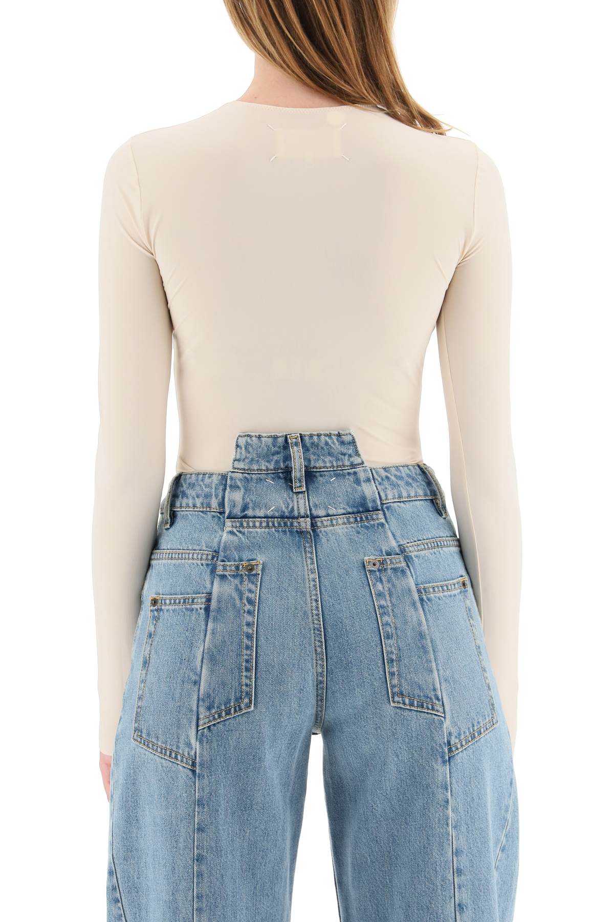 Beige Maison Margiela Second Skin Long Sleeve Bodysuit-Maison Margiela-Beige-42-Urbanheer