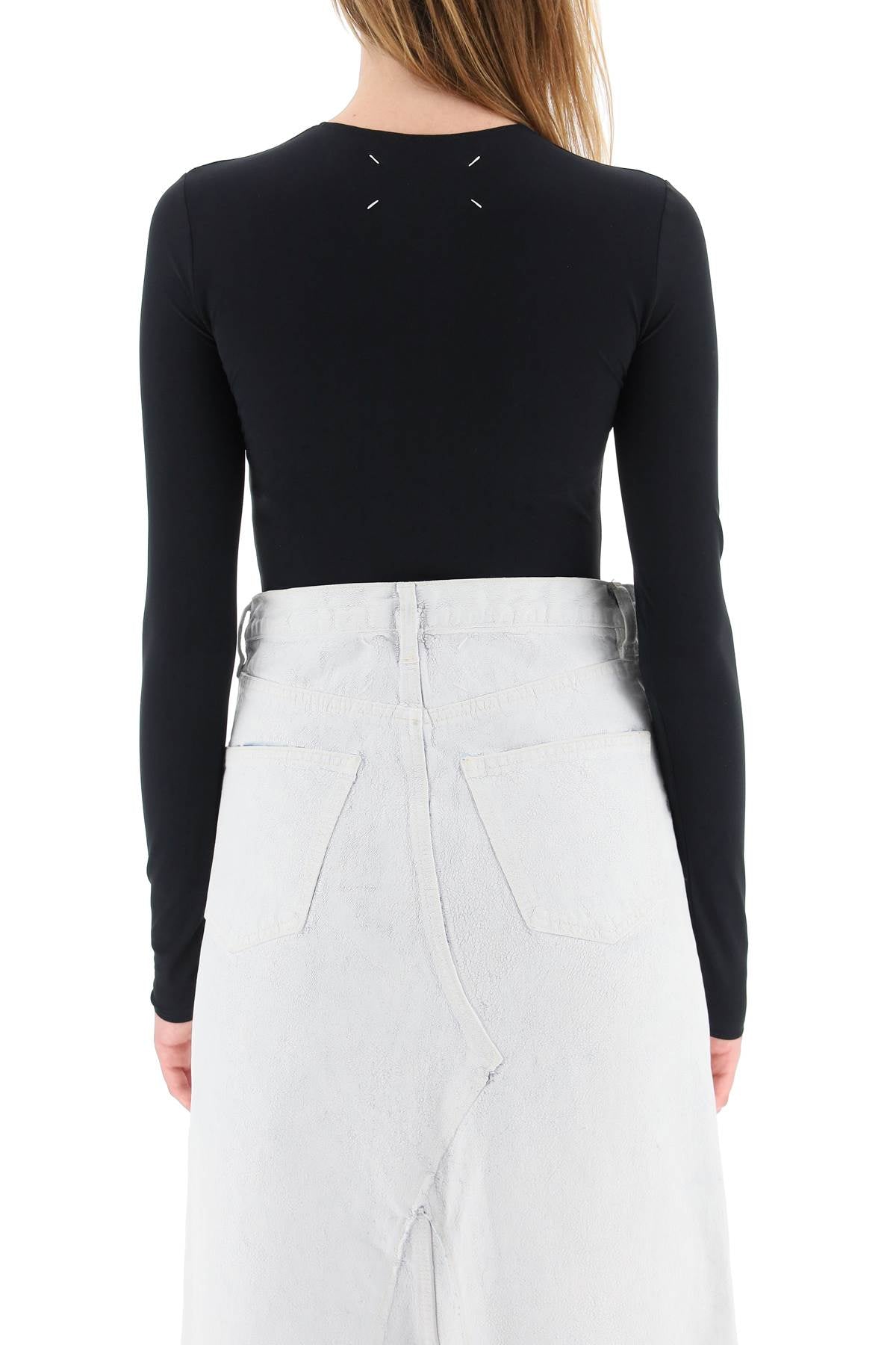 Black Maison Margiela Second Skin Long Sleeve Bodysuit-Maison Margiela-Black-42-Urbanheer