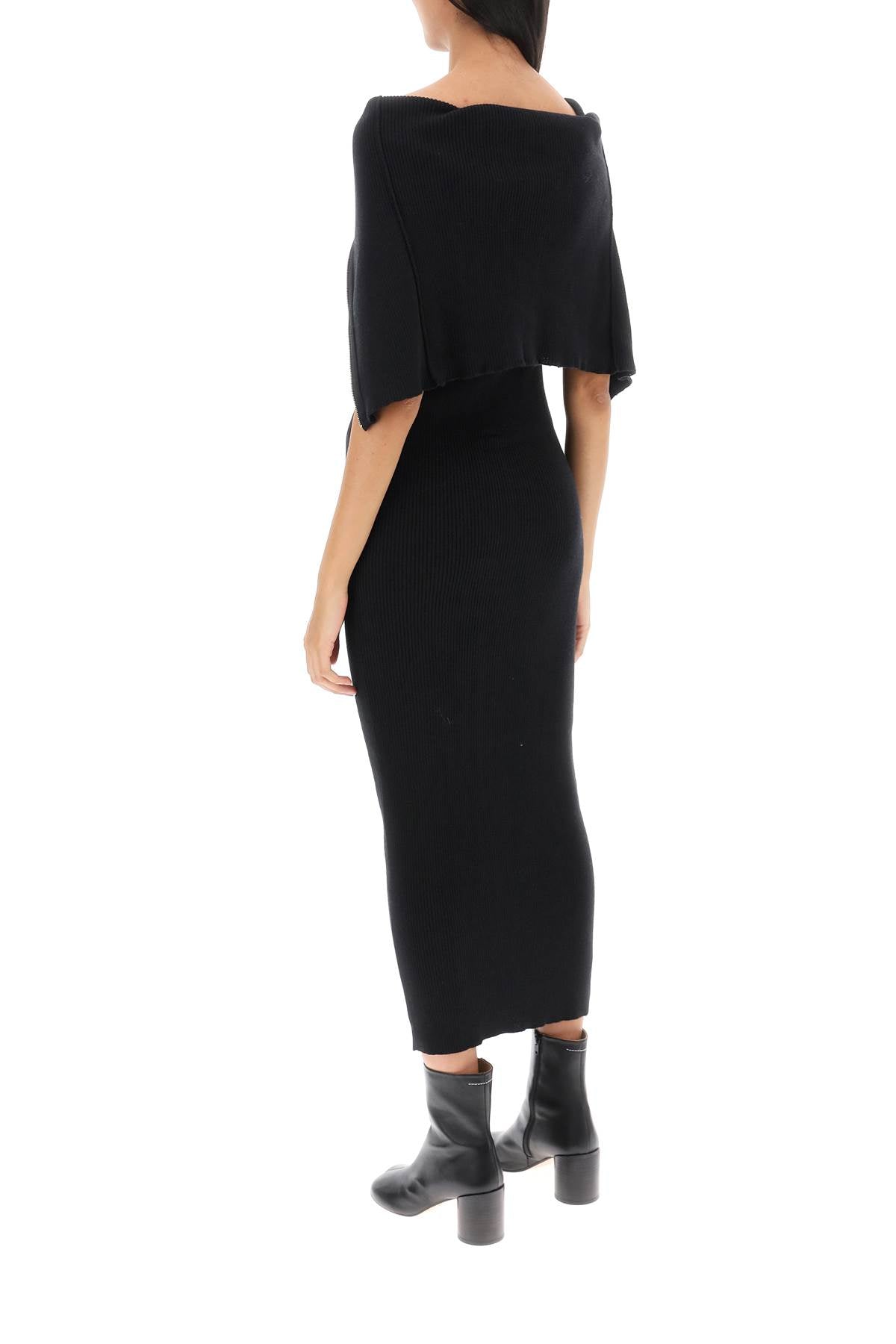 Mm6 Maison Margiela Zippered Rib Knit Midi Dress-Dress-MM6 Maison Margiela-Black-M-Urbanheer