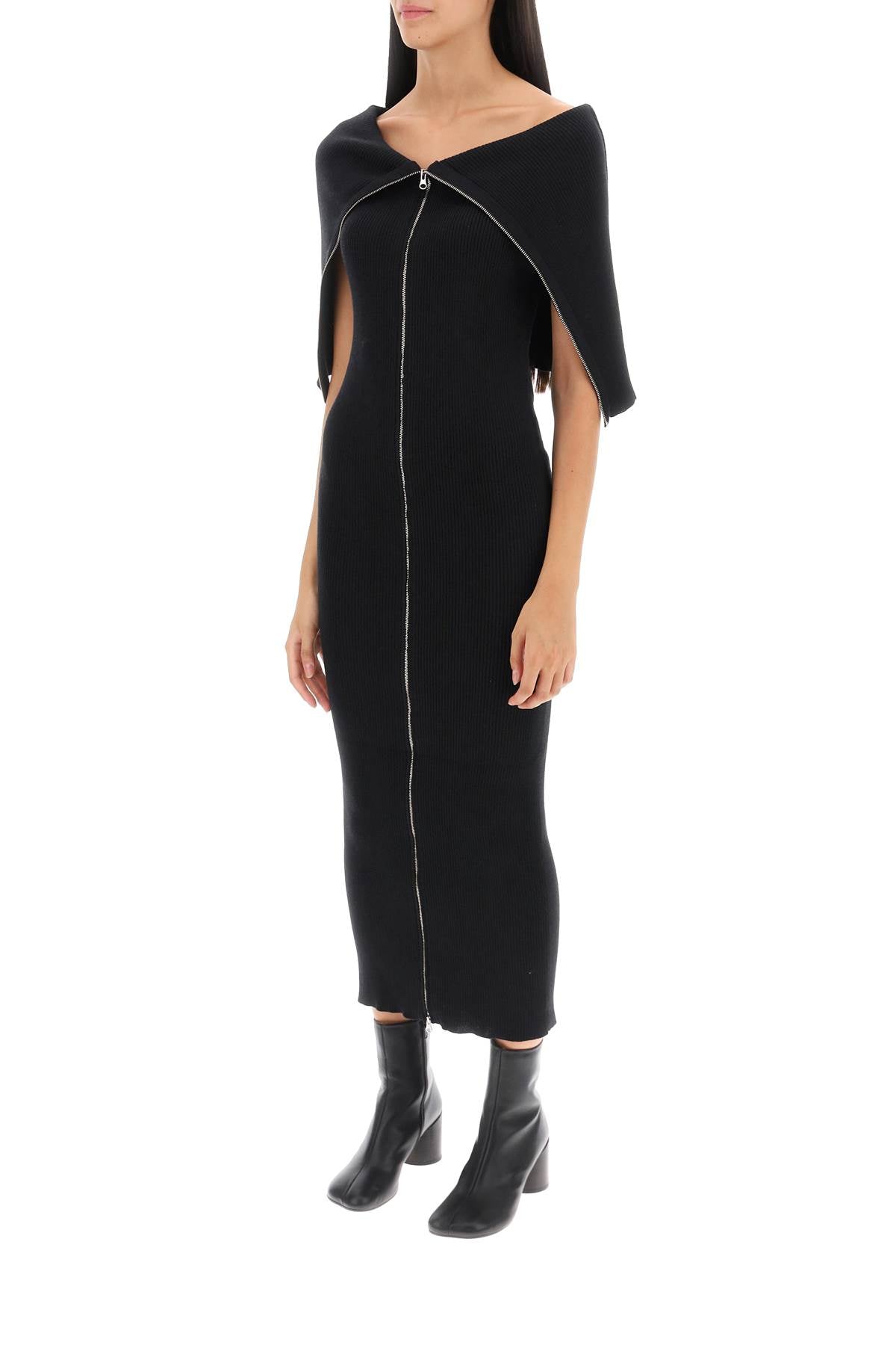 Mm6 Maison Margiela Zippered Rib Knit Midi Dress-Dress-MM6 Maison Margiela-Black-M-Urbanheer