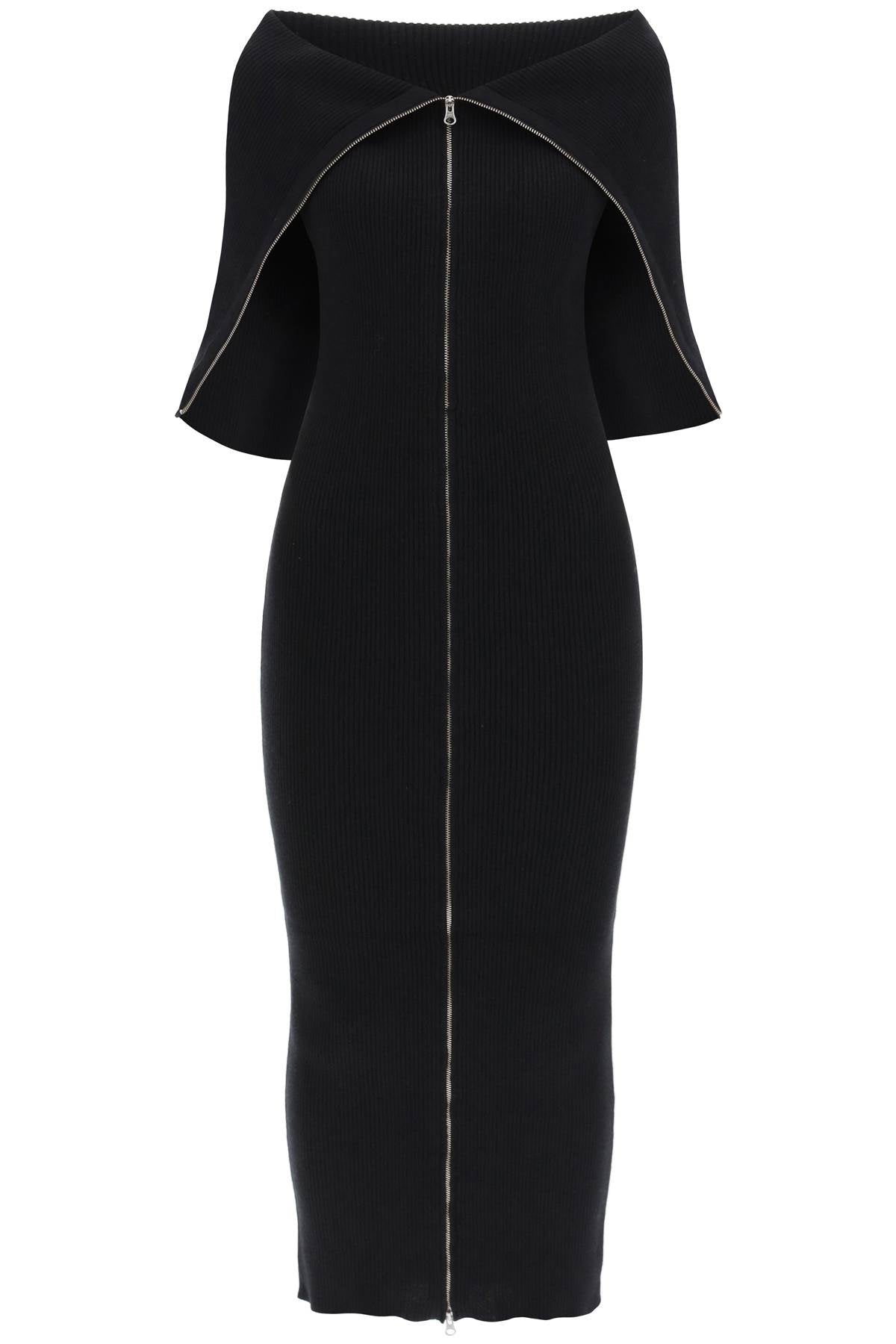 Mm6 Maison Margiela Zippered Rib Knit Midi Dress-Dress-MM6 Maison Margiela-Black-M-Urbanheer
