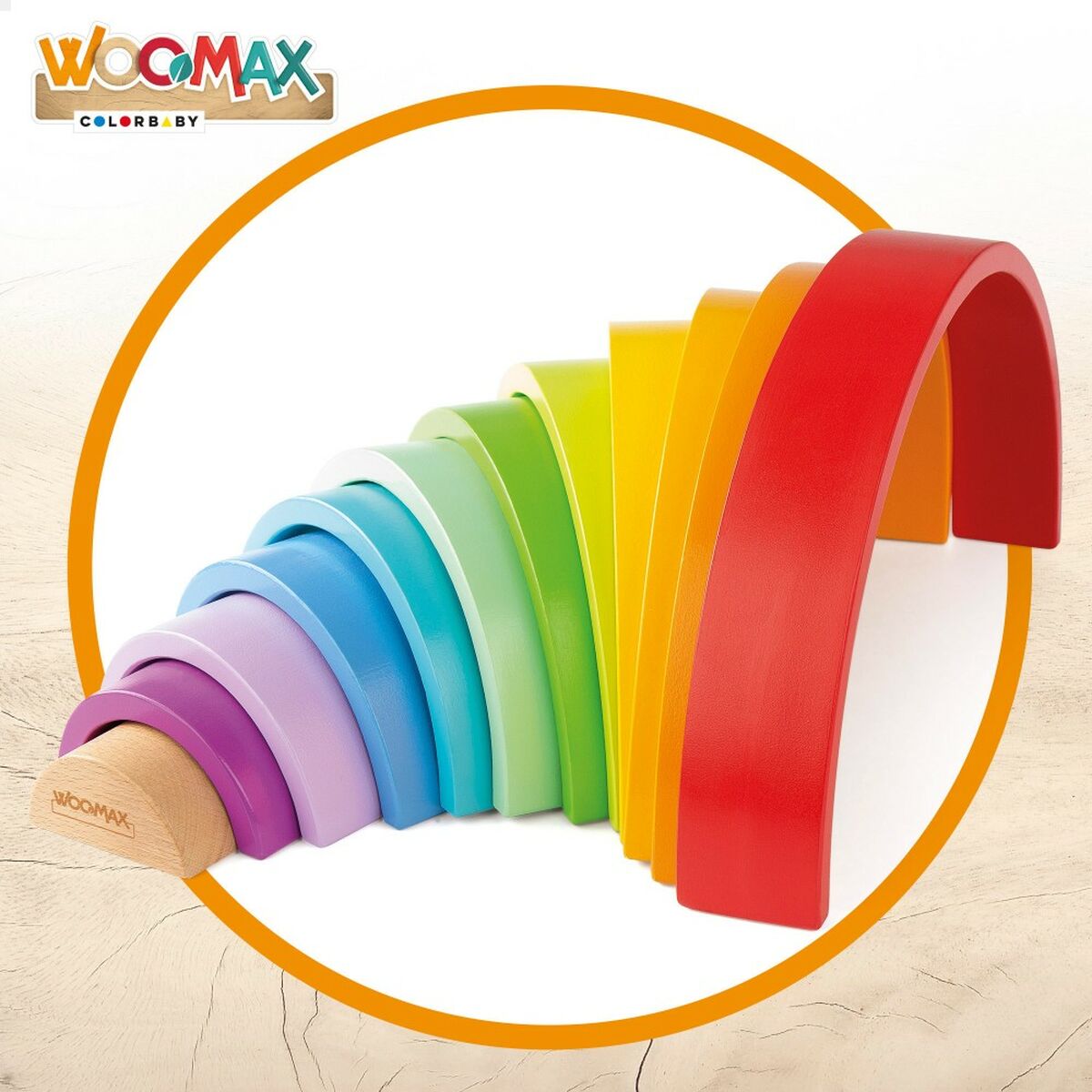 Child's Wooden Puzzle Woomax Rainbow 11 Pieces 2 Units-Toys and games, Puzzles and brain teasers-Woomax-Urbanheer
