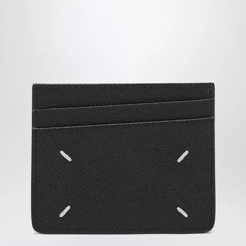 Maison Margiela Four Stitches Card Holder in Black Calf Leather