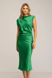 SATIN DRESS_GREEN-Dress-Tantra-S-Urbanheer