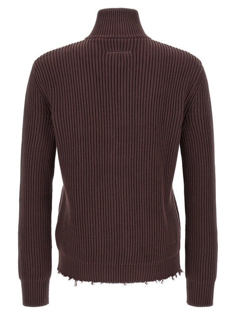Mm6 Maison Margiela Ribbed Cotton Turtleneck Sweater