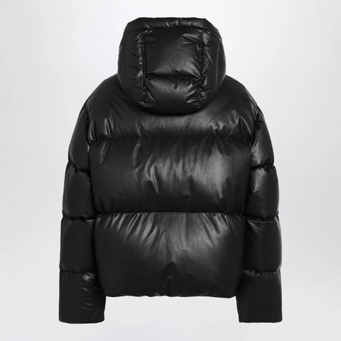 MM6 Maison Margiela Hooded down jacket in glossy leather black