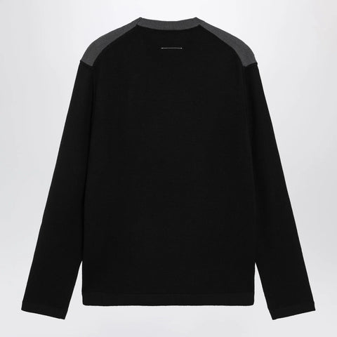 MM6 Maison Margiela Asymmetrical crewneck sweater in black and grey