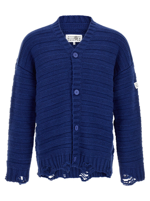 Mm6 Maison Margiela Distressed Wool Cardigan