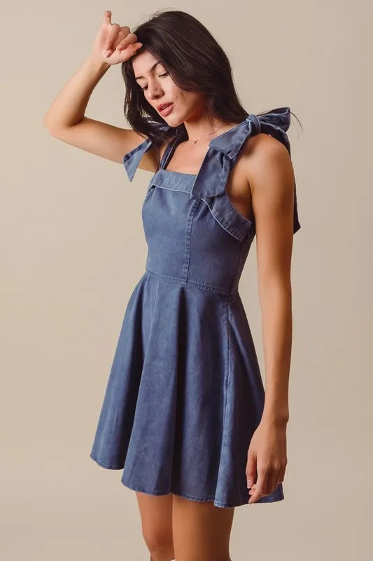 SO ME Fit and Flare Washed Gameday Dress-So Me-NAVY-S-Urbanheer