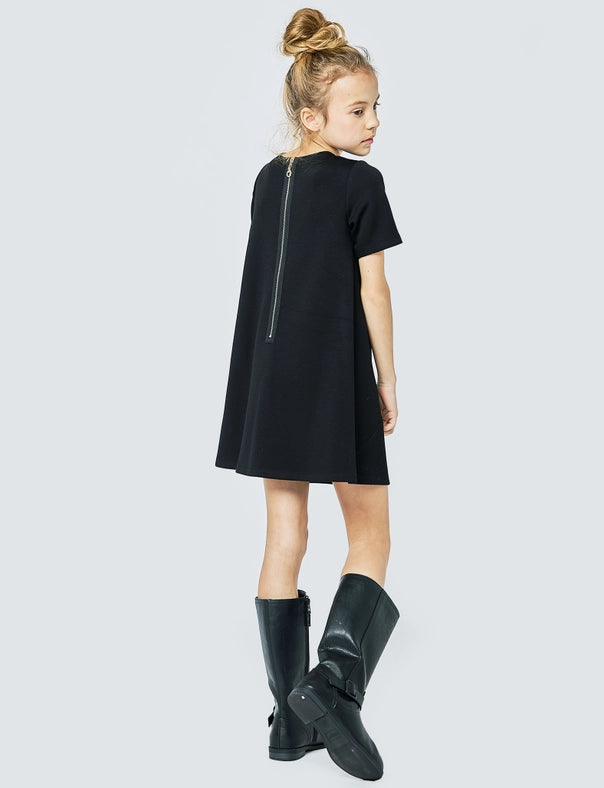 S/S Shift Dress with Sequin Stars-Dress-Hannah Banana-4-BLACK-Urbanheer