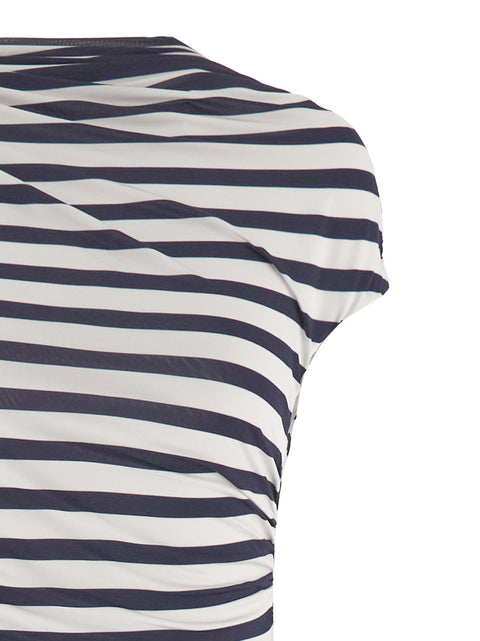 Self-Portrait Navy Stripe Jersey Maxi Dress