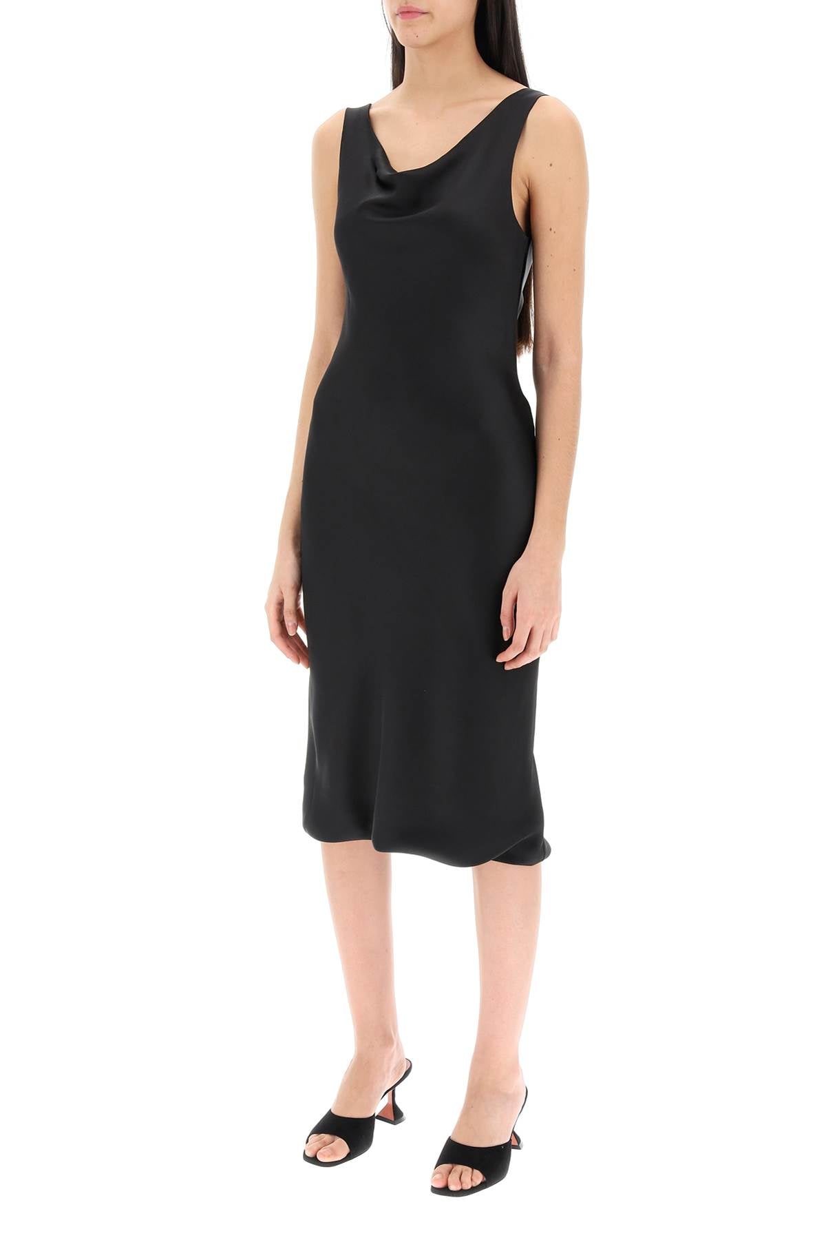 Norma Kamali Drape Neck Satin Dress-Norma Kamali-XS-Urbanheer