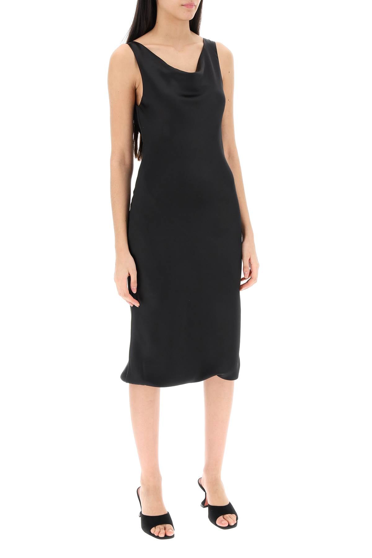 Norma Kamali Drape Neck Satin Dress-Norma Kamali-XS-Urbanheer