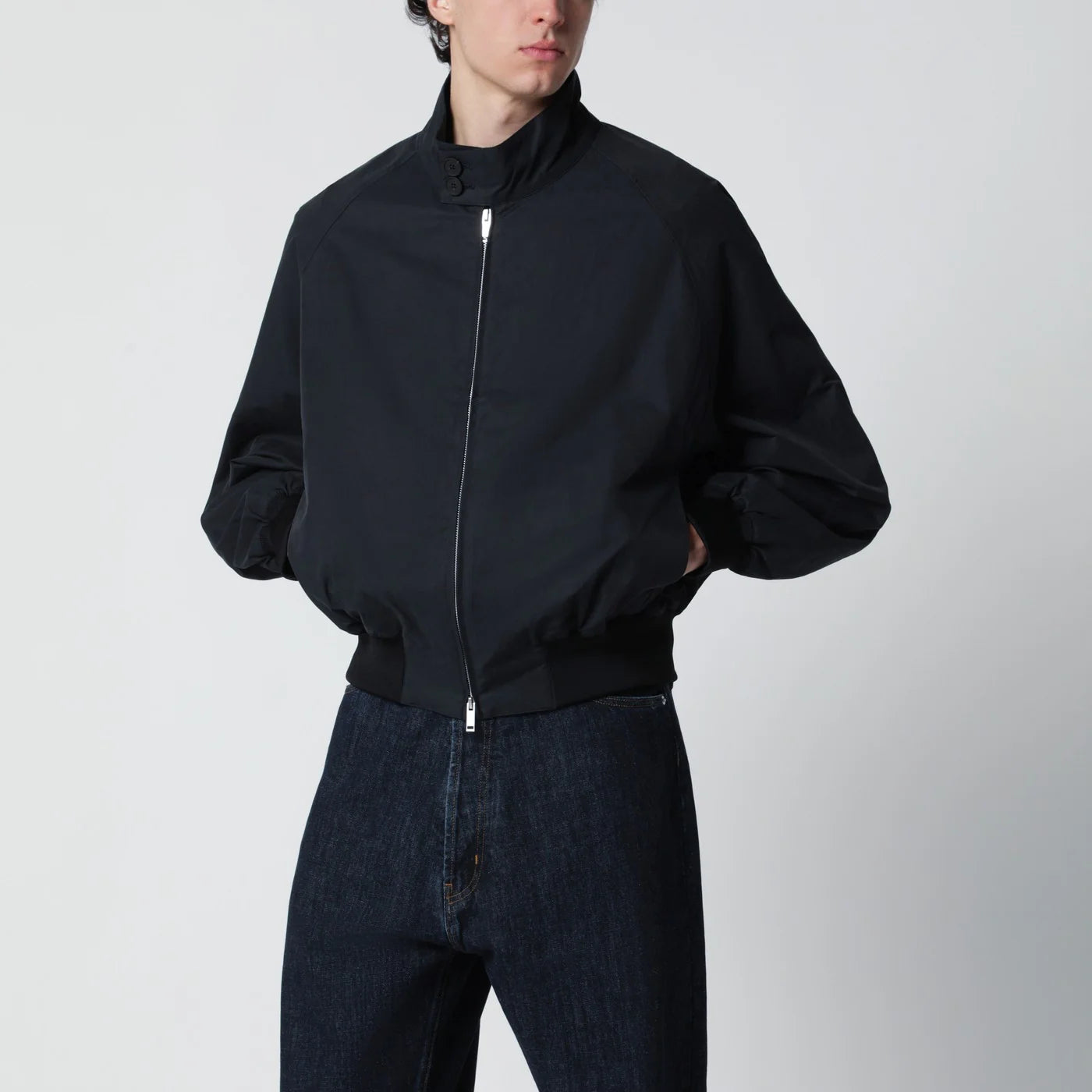STUDIO NICHOLSON Over bomber jacket ink blue cotton-blend