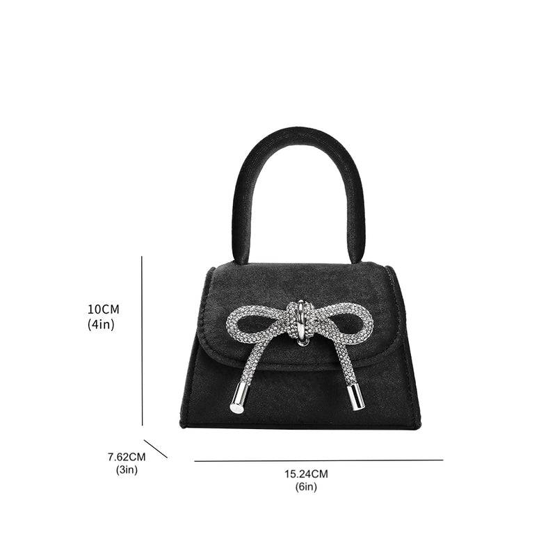 Sabrina Black Mini Velvet Top Handle Bag-Bag-Melie Bianco-6"W x 4"H x 2.5"D-Urbanheer