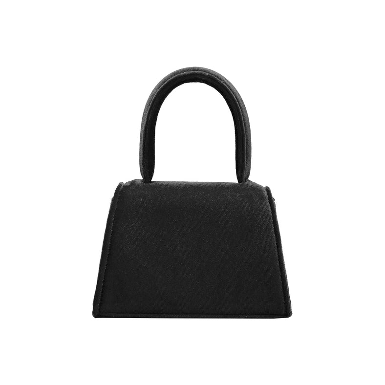 Sabrina Black Mini Velvet Top Handle Bag-Bag-Melie Bianco-6"W x 4"H x 2.5"D-Urbanheer