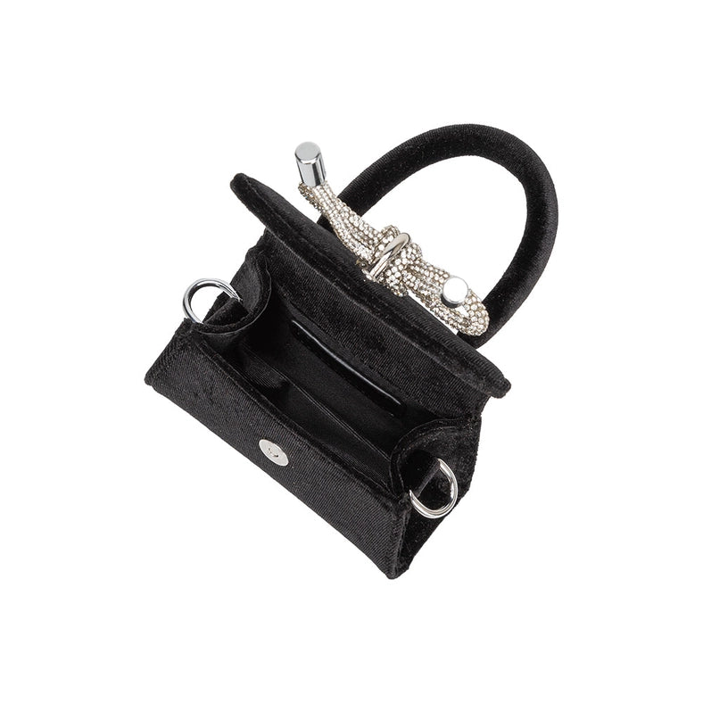 Sabrina Black Mini Velvet Top Handle Bag-Bag-Melie Bianco-6"W x 4"H x 2.5"D-Urbanheer