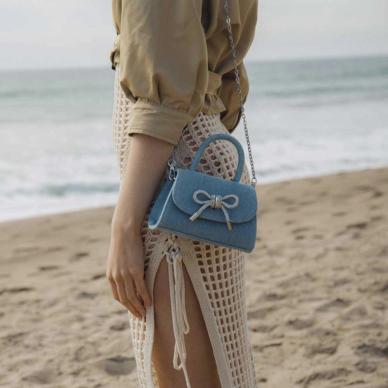 Sabrina Denim Mini Crossbody Bag-Bag-Melie Bianco-6.25"W x 4.25"H x 2.75"D-Urbanheer