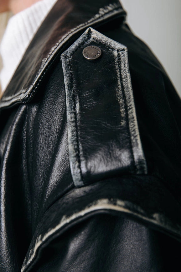 Sage Leather Biker Jacket | Black-Jacket-Colourful Rebel-XS-Black-Urbanheer