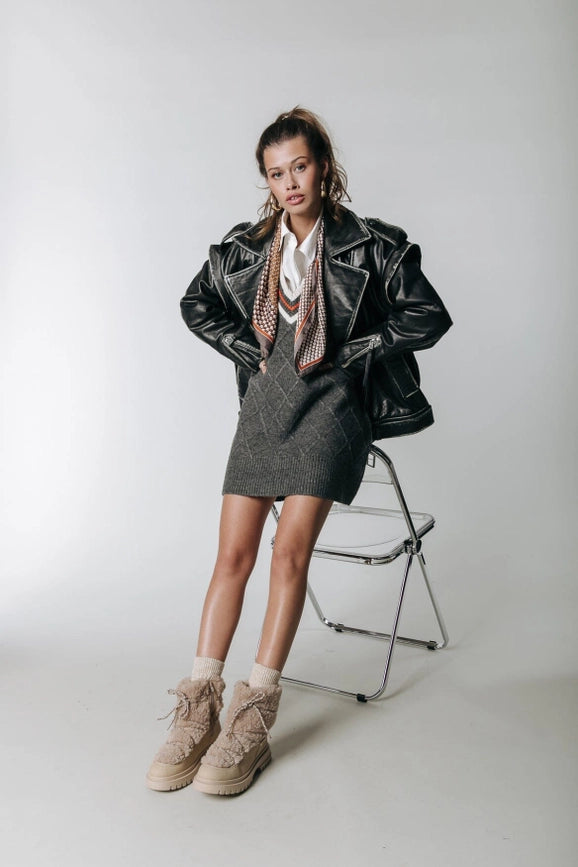 Sage Leather Biker Jacket | Black-Jacket-Colourful Rebel-XS-Black-Urbanheer