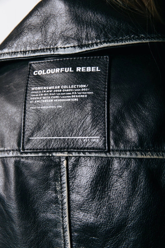 Sage Leather Biker Jacket | Black-Jacket-Colourful Rebel-XS-Black-Urbanheer