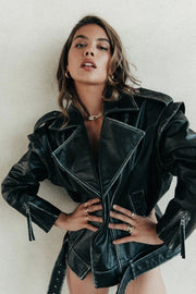 Sage Leather Biker Jacket | Black-Jacket-Colourful Rebel-XS-Black-Urbanheer