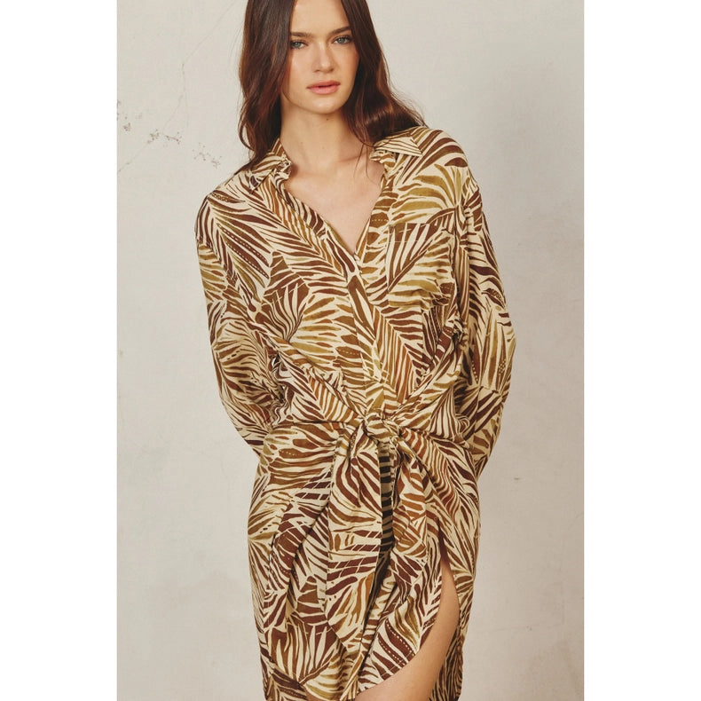 Sahara Tie Detail Shirt Dress-Dress-Dress Forum-S-CALLISTE GREEN-Urbanheer