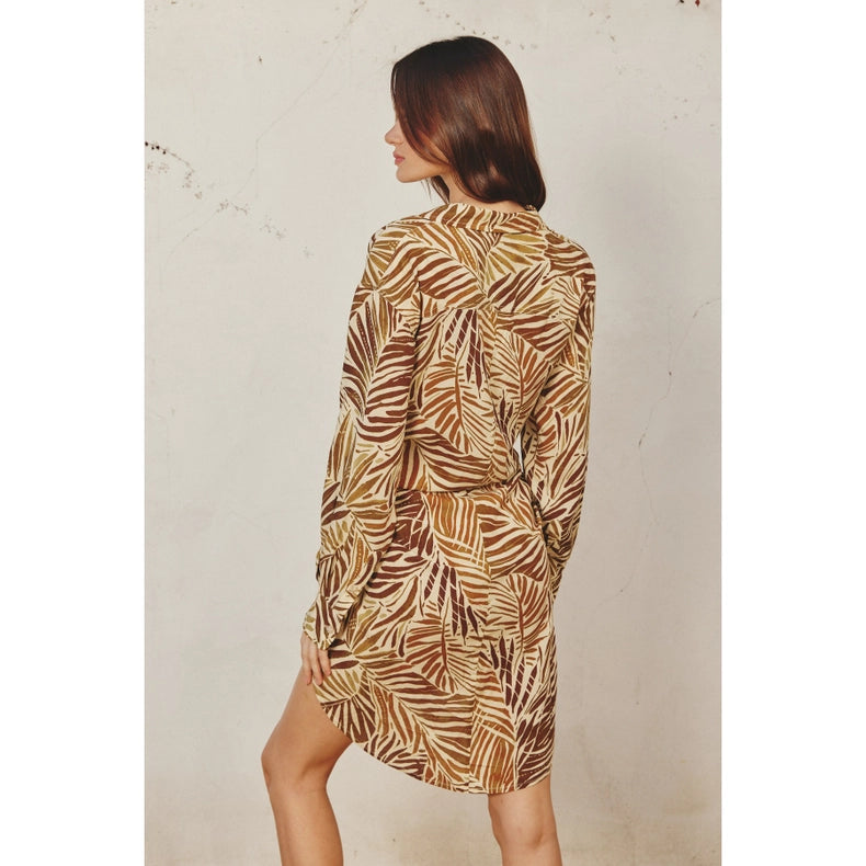 Sahara Tie Detail Shirt Dress-Dress-Dress Forum-S-CALLISTE GREEN-Urbanheer