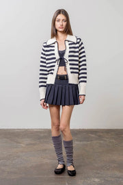 Sailor Collar Tie Front Knit Cardigan-Cardigan-Moon River-XS-IVORY-Urbanheer