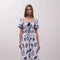Sailor Print Front Tie Short Sleeve Midi Dress-Dress-Moon River-XS-IVORY MULTI-Urbanheer