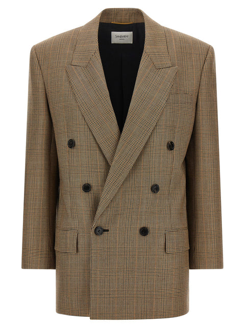 Saint Laurent Prince Of Wales Houndstooth Blazer
